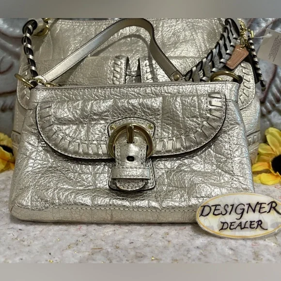 COACH Poppy Metallic Leather Whipstitch Hippie 19014 NWT + Wristlet RARE! - Picture 6 of 13